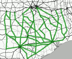 Northward routes out of Houston